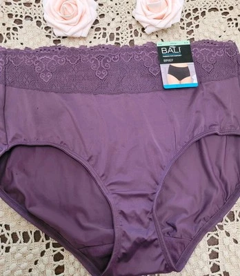 BALI Passion For Comfort Lace Waist Purple Brief Panty XL/8 nwt $13.00 - Image 1 of 4