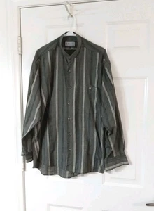 Vintage Maxini Collezione Shirt Men’s Large Gray Striped Button Up Long Sleeve - Picture 1 of 5