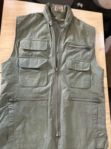 Vintage Banana Republic Vest Mens Small Safari Multi Pocket Stowaway Hood Cotton - Picture 1 of 7