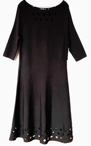Nic + Zoe Time Out Twirl Dress Womens L Black Onyx Cut Out Midi Heavy Knit NWT - Picture 1 of 15
