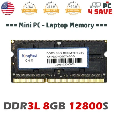 NUEVA MEMORIA DDR3 KINGFAST 8 GB DDR3L 1600 MHz 2RX8 PC3L-12800S SODIMM 1,35 V para computadora portátil Foto 1 de 2