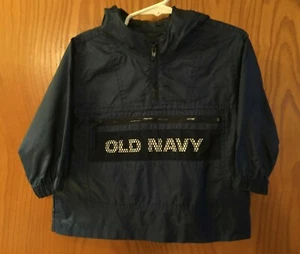 OLD NAVY HOODED BLUE WINDBREAKER RAIN 1/4 ZIP JACKET TODDLER SIZE 12-24 MOS. - Picture 1 of 4