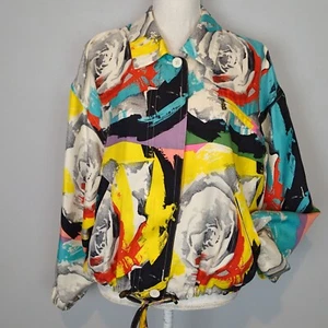 Chaqueta Bomber Bogner Vintage Talla 10 Seda Años 90 De Gran Tamaño Azul Amarillo Negro Rojo - Imagen 1 de 23