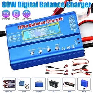 80W Fast Digital Balance Charger for iMAX B6 AC LCD RC LiPo LiFe NiCD Battery - Picture 1 of 7