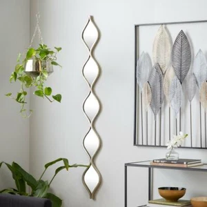 Long Narrow Geometric Teardrop Accent Mirror Tall Vertical Distressed Metallic - Picture 1 of 8