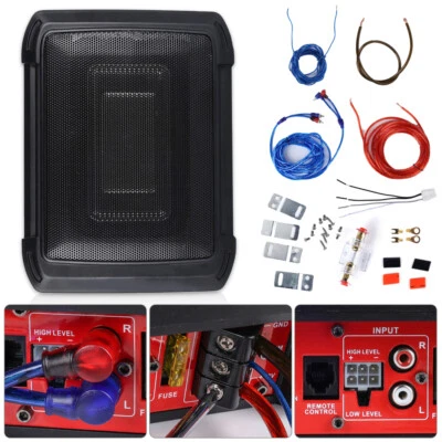 Hikity Aktiv Subwoofer Untersitz 1000Watt Bass Flach Auto KFZ PKW mit Kabelset - Bild 1 von 4