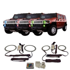 RGB Multi Color IR Headlight & Fog Light Halo kit for Hummer H2 03-09 - Imagen 1 de 11