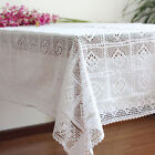 White Cotton Lace Crochet Tablecloth Embrodiry Pastoral Hollow Table Cover