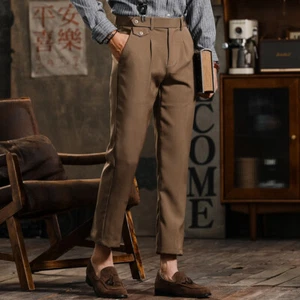 British-style Naples Casual Straight Trousers Mens Business Retro Pants Business - Picture 1 of 11