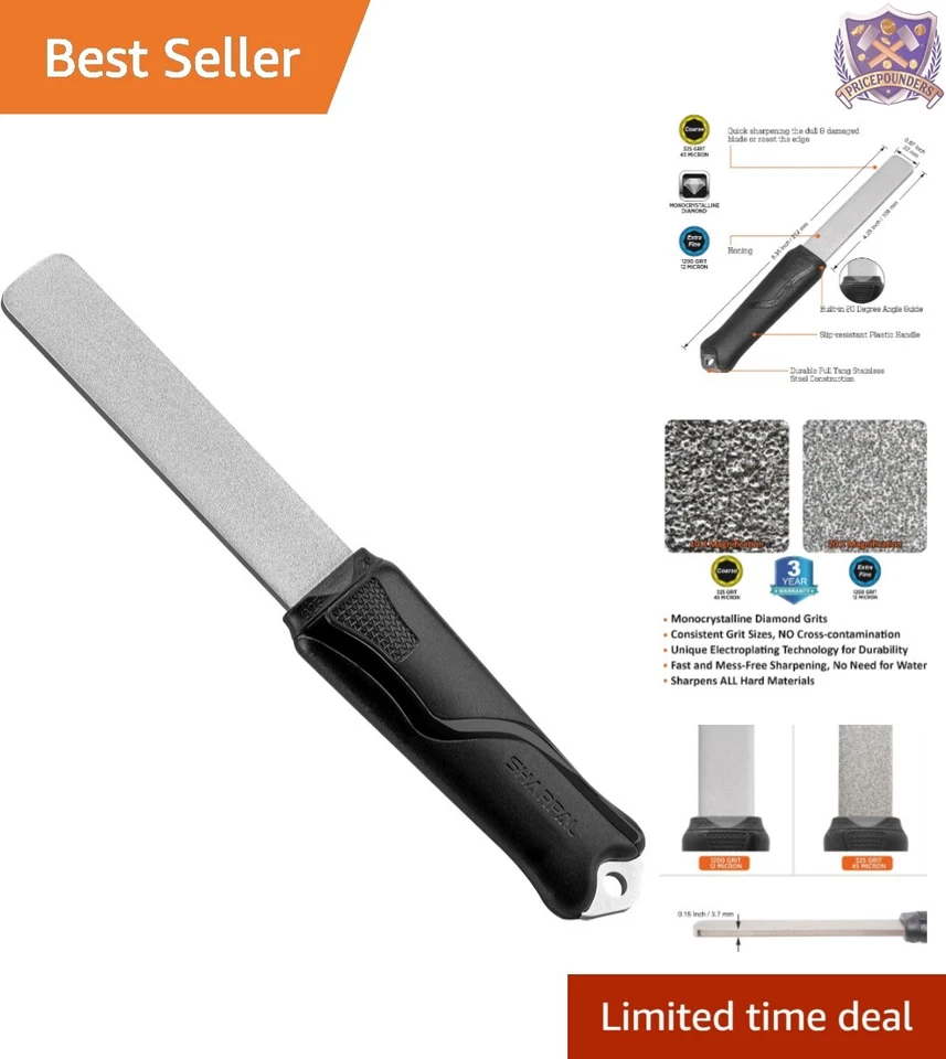 Afilador de cuchillos profesional de diamante de doble grano con agarre ergonómico y guía de ángulo Foto 1 de 4