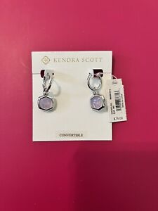 New KENDRA SCOTT 565 Lavender Opalite Davie Intaglio Convertible Huggie Earrings