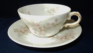 Haviland Limoges Delicate Pink Floral Design Porcelain Cup and Saucer  - Picture 1 of 9