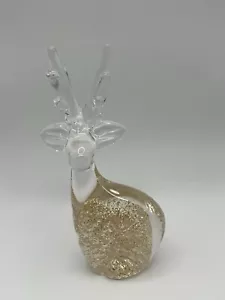 Vintage mundgeblasene Kristallkunst Gold Glas Hirsch Antilope Figur Briefbeschwerer 5,5 Zoll - Bild 1 von 8