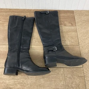 Franco Sarto Womens 8 M CORBIN Black Leather 16.5" Tall Riding Boots Side Zip - Picture 1 of 9