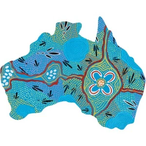 ABORIGINAL FRIDGE MAGNET - MAP OF AUSTRALIA - BUSH TUCKER - MADE IN AUSTRALIA - Picture 1 of 2