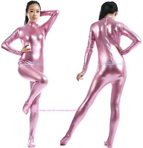 Sexy Women Jumpsuits Bodysuit 16 Color Shiny Metallic Catsuit Yoga Costumes F869