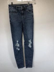 American Eagle Next Level Stretch Hi Rise Jegging Women Size 0 Regular Blue - Picture 1 of 6