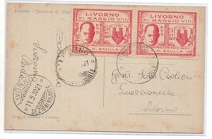 Livorno - Visita di Mussolini n. 1 due esemplari su cartolina - Imagen 1 de 1