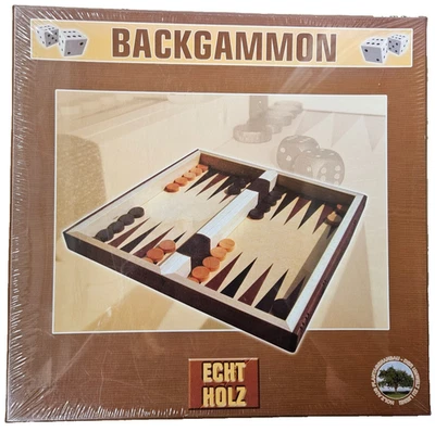 Backgammon Echtholz neu OVP eingeschweißt  30 Spielsteine Domino Vertrieb - Bild 1 von 2