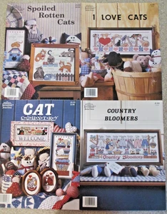Lot of 4 Jeremiah Junction Counted Cross Stitch Pattern - Cats Bloomers - Picture 1 of 5
