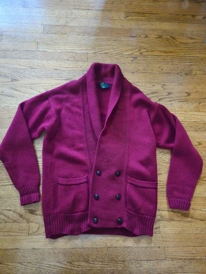 Suéter Cárdigan Rojo Peso Pesado 100% Lana Club Room De Colección Talla Pequeña Abuelo Foto 1 de 4