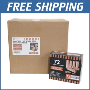 72 Pack of Preformed Quarters Roll Wrappers - Ideal for Automated Coin Machines - Picture 1 of 9
