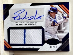 2025 Topps Tier One Brandon Nimmo Auto Jumbo Jersey Blue #/99 Mets - Picture 1 of 6