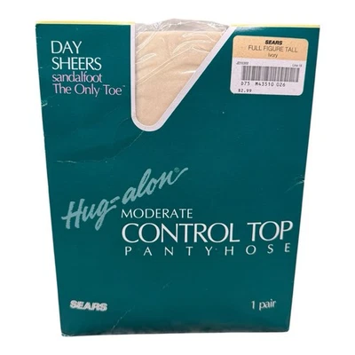 De colección Sears Hug-Alon Day Sheers Control Top Pantimedias Figura Completa Alto Marfil Foto 1 de 2