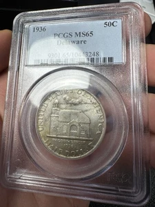 1936 Delaware Commemorative 50c PCGS MS65 - Picture 1 of 2