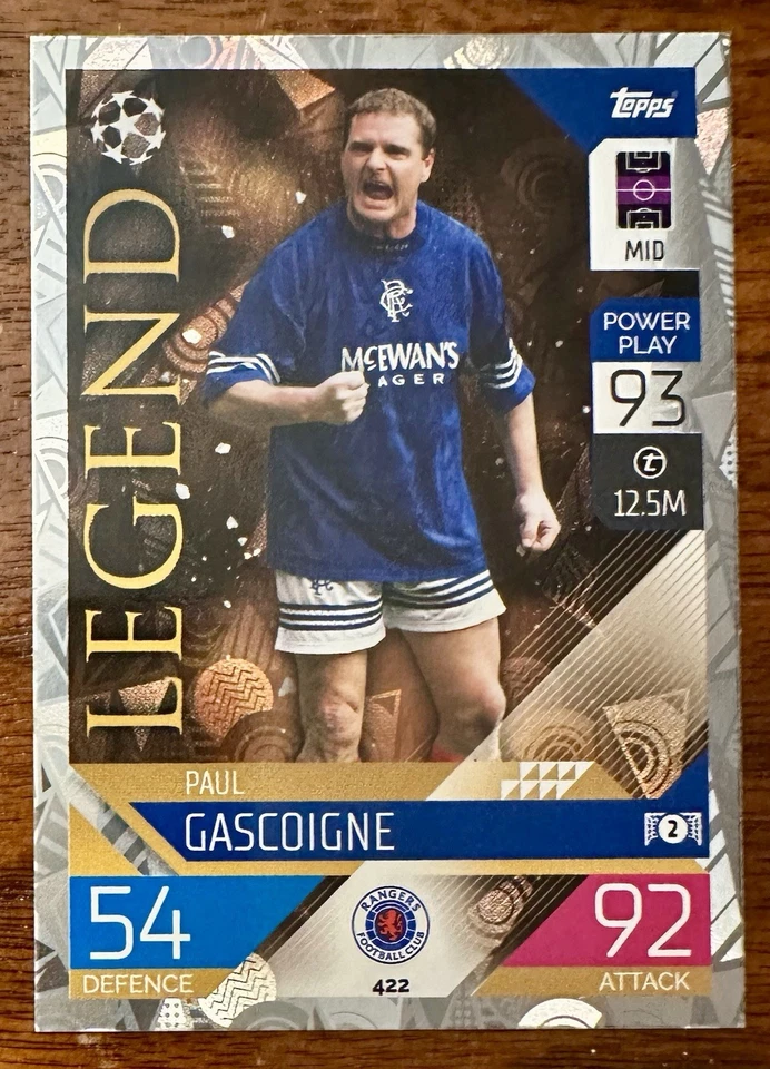 2022-23 Topps Match Attax Champions & Europa Legend - Paul Gascoigne Rangers FC - Image 1 of 2