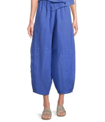 Bryn Walker Oliver Pantalones Azul Tobillo Cintura Elástica Lino Claro XL Foto 1 de 4