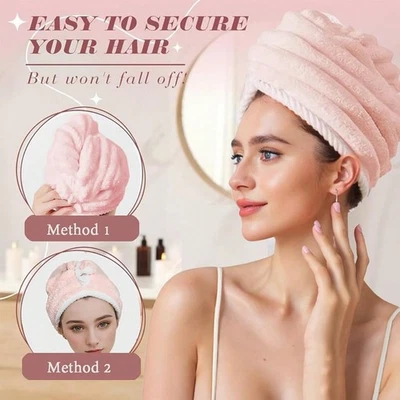Rapid Fast Drying Hair Absorbent Towel Turban Wrap Soft Shower Bath Cap Hat NEW - Image 1 of 4