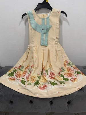 Baby Girls Indian Floral Print Frock Style Kurti Sleeveless Dress Party Wear - Image 1 of 4