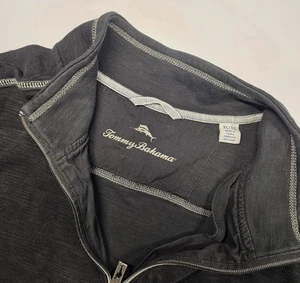 Tommy Bahama Mens Size XL Black 1/4 Zip Long Sleeve Pullover Shirt - Picture 1 of 13