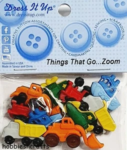 THINGS THAT GO ZOOM 4243 Novelty Dress It Up buttons Crafts Cakes Cards - Picture 1 of 3