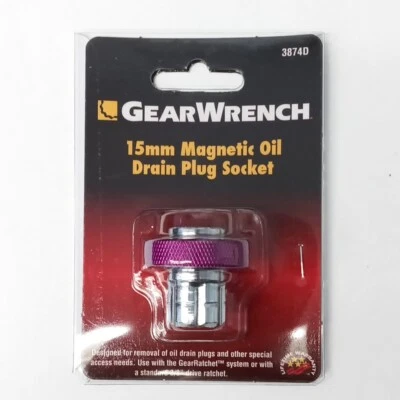 Gear Wrench 3874 15mm Magnetic Oil Drain Plug Socket - Image 1 of 4