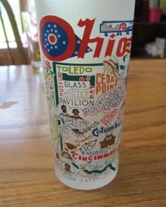 Catstudio Glass 2015  Souvenir Frosted Glass Ohio MAde in USA The Buckeye State - Picture 1 of 3