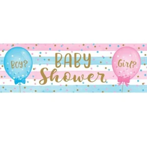 Gender Reveal Luftballons Party Junge Mädchen 1 Kt Kunststoff Riesen Banner Babyparty - Bild 1 von 2