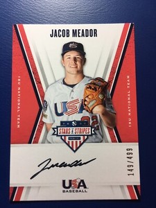 JACOB MEADOR 2019 Panini STARS & STRIPES USA ON CARD AUTO #D 149/499