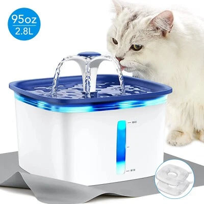 Ophanie 95Oz/2.8L Pet Fountain with Anti-Slip Mat, Cat Dog Water Fountain Dispen