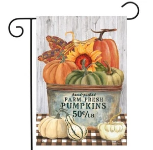 Farm Fresh Bushel Autumn Garden Flag Fall Rustic 12.5" x 18" - Picture 1 of 3