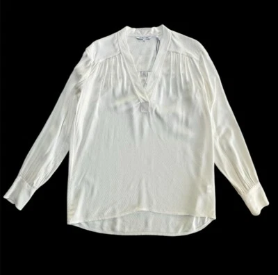 HELMUT LANG Kimono Jacquard CLR Shirt Blouse, Ivory Off White, Small, NWT - Image 1 of 4