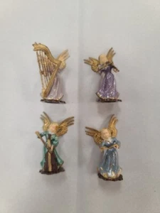 4 Vintage Art Plastic ANGEL FIGURINES w/ Musical Instruments Hong Kong ~ 1950ish - Picture 1 of 22