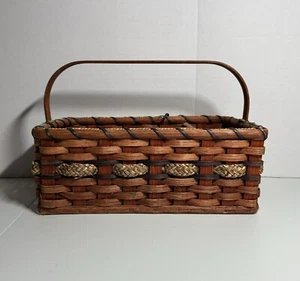 Silverware Storage Basket - Amish Made Handcrafted Flatware Holder, 5 Sections - Picture 1 of 11