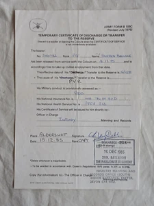 British Falklands War 2nd Para soldiers transfer to reserves certificate. 1985. - Picture 1 of 6