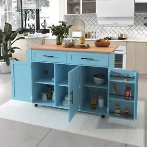 Kücheninsel mit Klappbar Arbeitsplatte Küchenschrank Küchenwagen Servierwagen - Bild 1 von 20