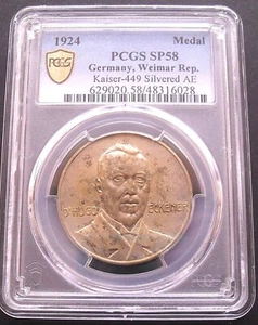 1924 Germany silver medal, Zeppelin-Hugo Eckener , NGC SP 58 .#1789, #56-15 - Picture 1 of 4