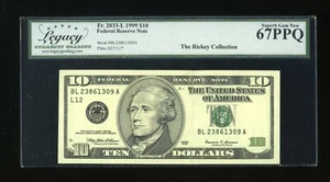 DBR 1999 $10 San Francisco Superb Gem Fr. 2033-L Legacy 67 PPQ Ser # BL23861309A - Picture 1 of 2