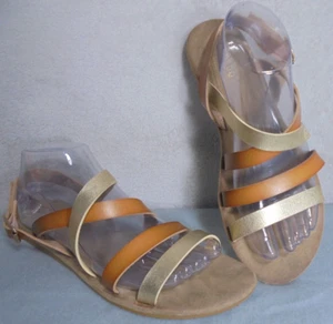 Sandalo da donna BamBoo oro marrone pelle taglia 10/40 fionda schienale - Foto 1 di 13