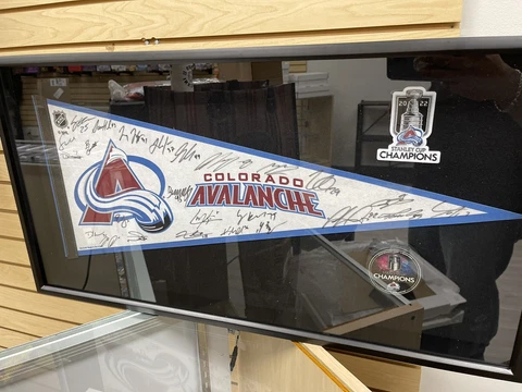 Signed Stanley Cup Championship Avalanche Pennant. Authenticated and encased! Cover